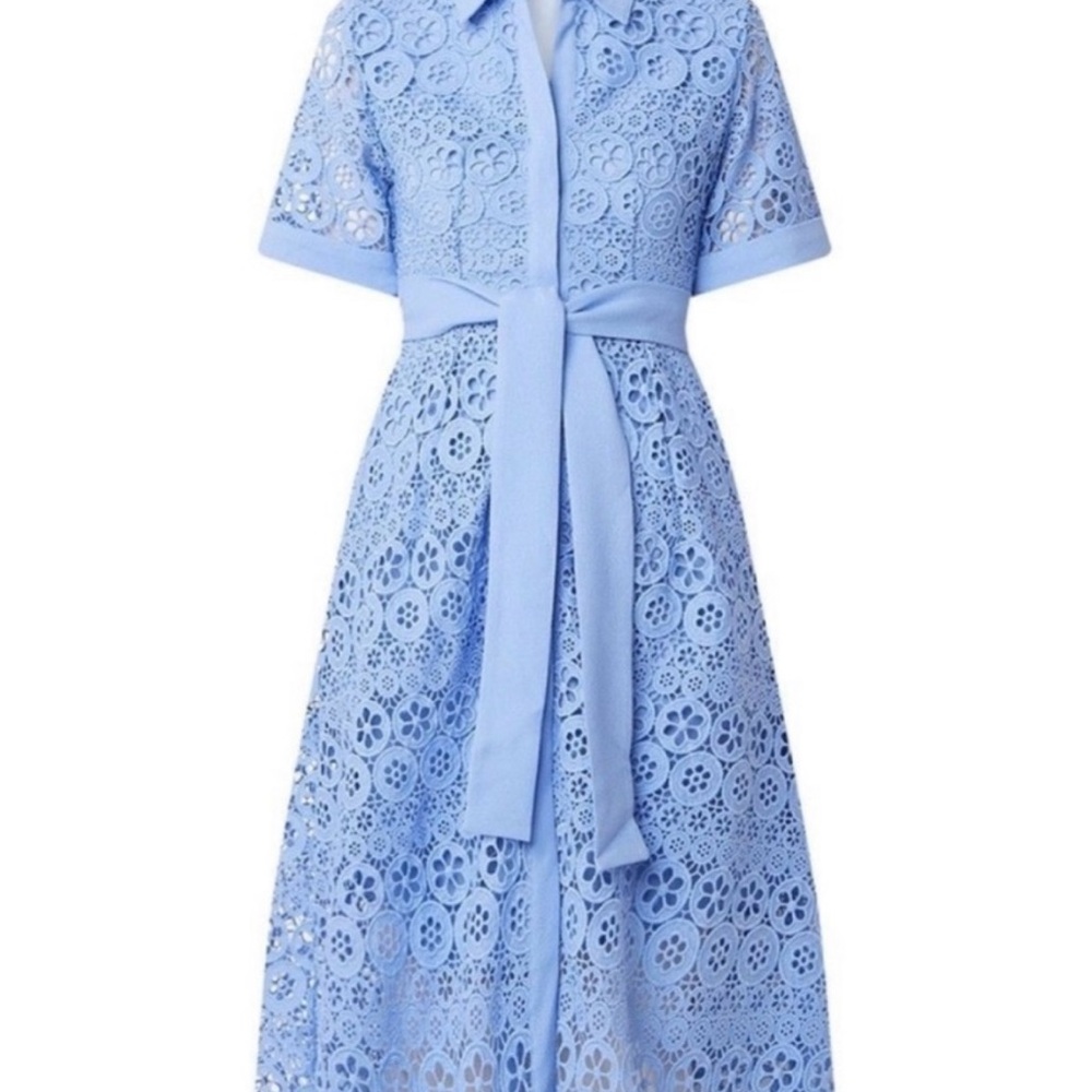 Maje Light Blue Lace Midi Dress